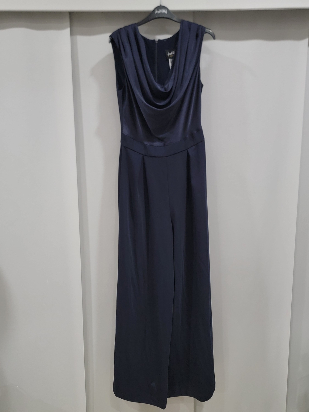 Joseph Ribkoff Navy Draped Cowl-Neck Jumpsuit